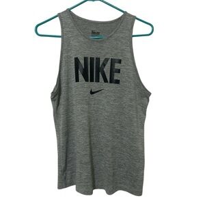 Nike Dri-FIT Grey Heather Logo Tank Top Size S